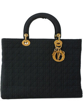 Christian Dior Lady Dior Cannage Handbag black quilted